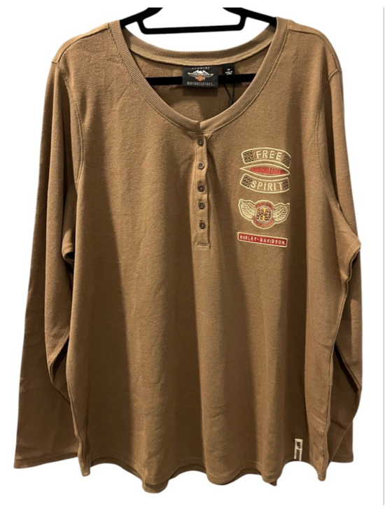 Harley-Davidson Tops - Harley Davidson NWT Free Spirit Waffle Knit Thermal Shirt Size 2XL Embroidered